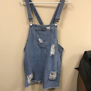 Denim overall dress
